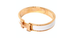 Hermes Clic H 18k Gold Plated & White Enamel Bangle Bracelet