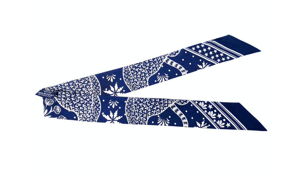 Hermes Blue "Les Leopards" Silk Twilly