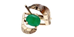 14k Gold Natural Emerald Cocktail Ring 1960s