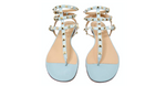 Valentino Garavani Light Blue Rockstud Flat Patent Leather Sandals