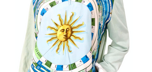 Hermes "Dies et Hore" Astrological Sun Print Silk Blouse circa 1980s