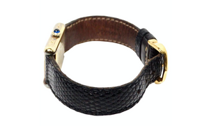 Cartier Tank "Must de Cartier" Black Leather Wrist Watch circa 1970s