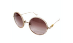 Chrome Hearts "Ovary Easy" Leather Trim Mixed Metal Round Sunglasses