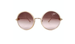 Chrome Hearts "Ovary Easy" Leather Trim Mixed Metal Round Sunglasses