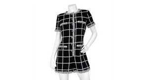 Chanel Black & White Striped Tweed Romper SS 2020