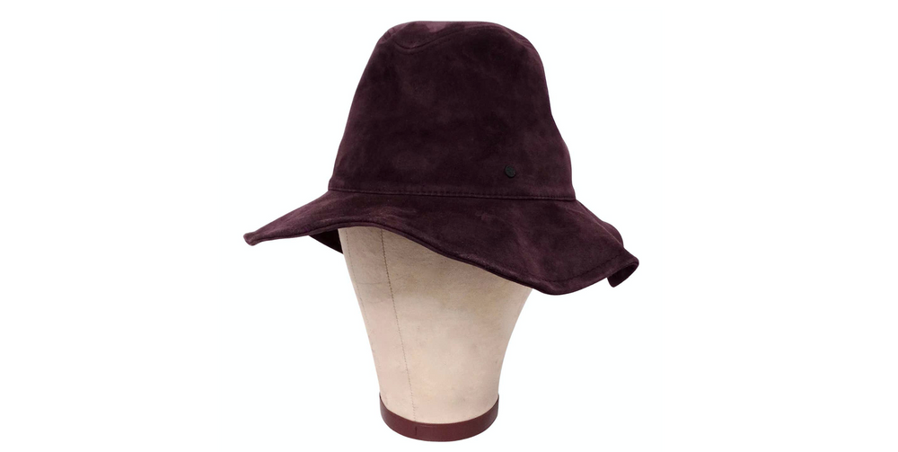 Maison Michel Purple Suede Brim Hat