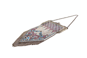 Mandalian Chainmail Mesh Enamel Print Purse 1920s