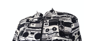 Akris Punto Stereo Print Half-Zip Blouse