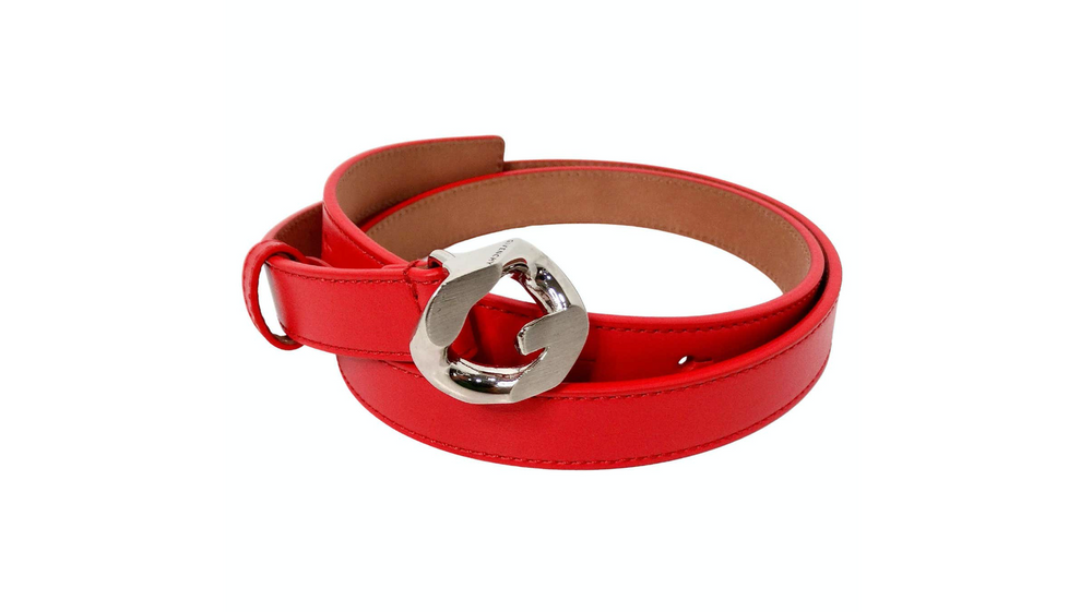 Givenchy G-Chain Silver-Tone Red Leather Belt – Vintage by Misty