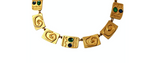 Carlos Falchi Hieroglyph Style Cabochon Gold-Tone Necklace