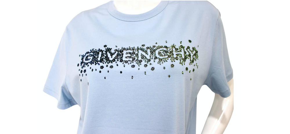 Givenchy Blue Embellished Logo Cotton T-Shirt