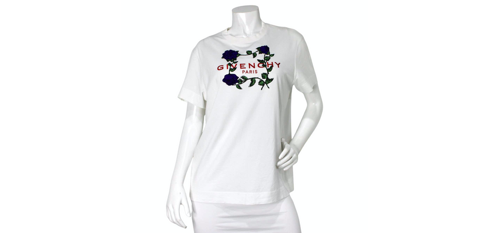 Givenchy Paris Purple Rose Print T-Shirt