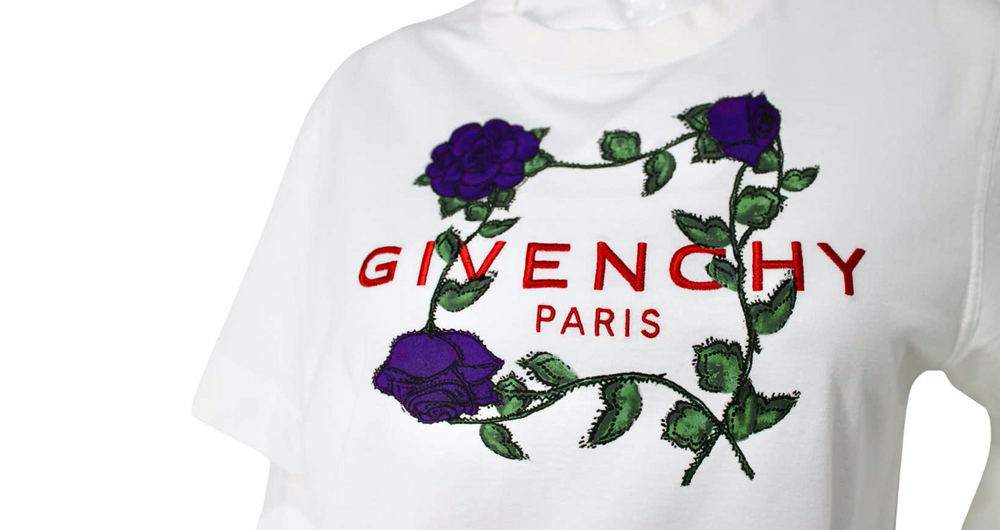 Givenchy Paris Purple Rose Print T-Shirt
