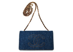 Chanel Blue Denim Timeless Wallet On Chain circa 1990s