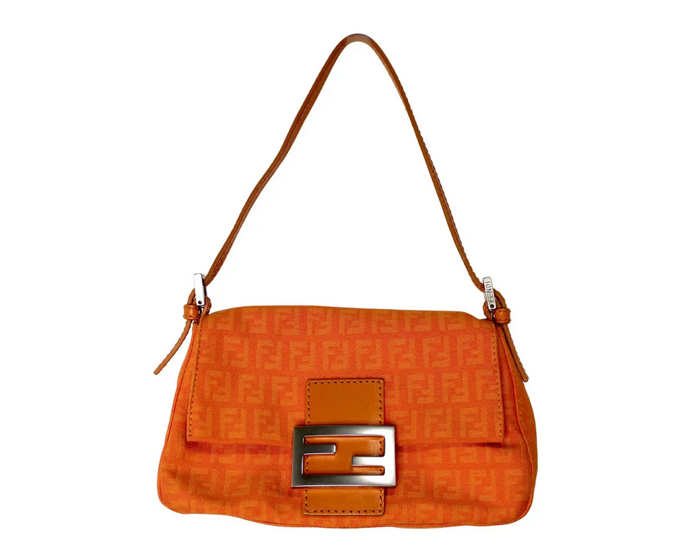 Fendi Orange Mini Mama Zucchino Baguette Bag circa Y2K