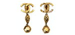 Chanel Gold-Tone Coco Mark Clip-On Drop Earrings circa 1980s