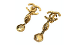 Chanel Gold-Tone Coco Mark Clip-On Drop Earrings circa 1980s