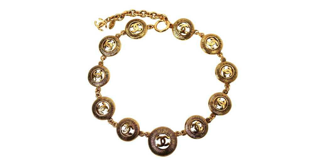 Chanel Interlocking CC Sunburst Medallion Necklace circa 1980s