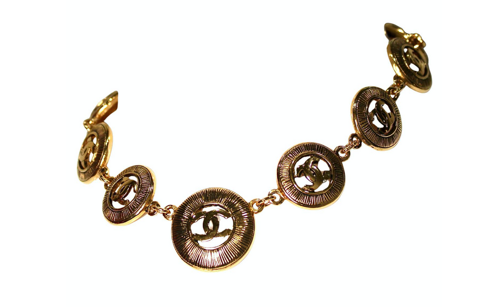 Chanel Interlocking CC Sunburst Medallion Necklace circa 1980s