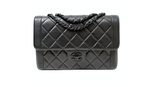 Chanel So Black Lambskin Single Flap Handbag circa 1990s