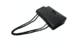 Chanel So Black Lambskin Single Flap Handbag circa 1990s