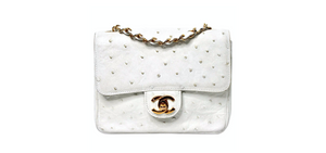 Chanel White Ostrich Leather Mini Flap Bag circa 1980s