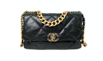 Chanel Large 19 Black Quilted Shiny Lambskin Handbag