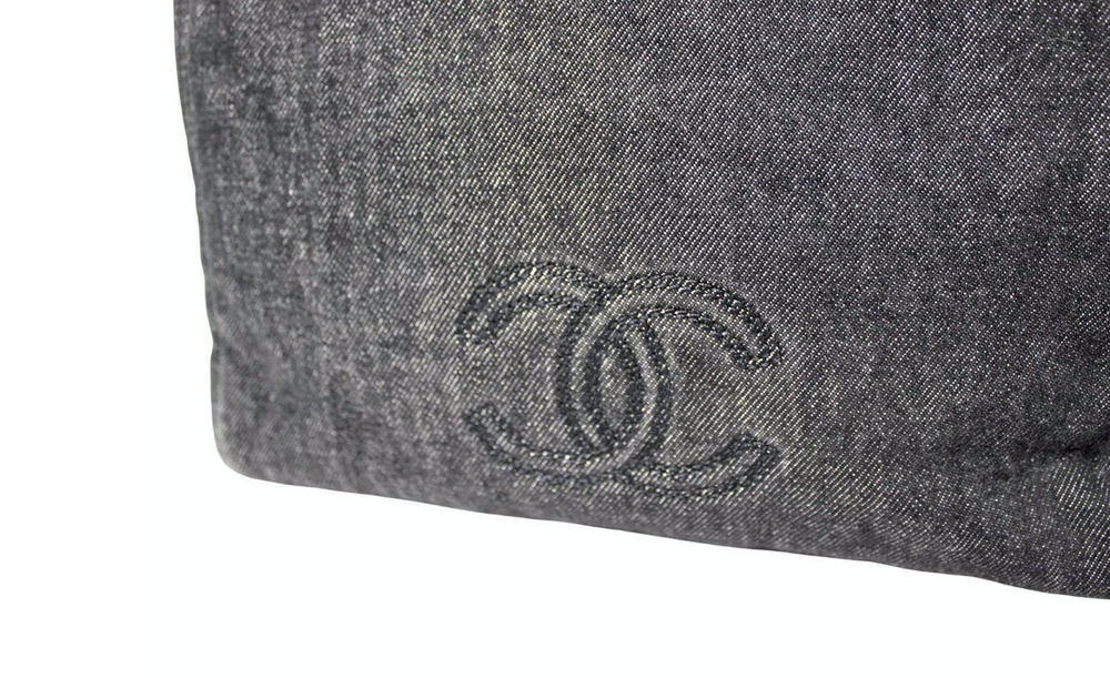 Chanel Black Denim Coco Mark Tote Bag circa Y2K