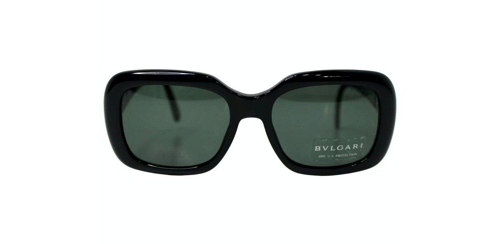 Bulgari Black Rectangular Frame Grey Tinted Sunglasses