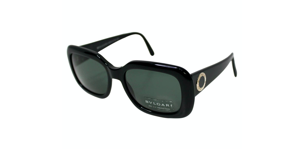 Bulgari Black Rectangular Frame Grey Tinted Sunglasses