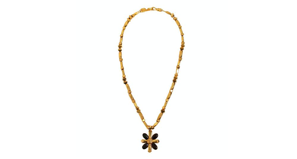 Chanel Brown Gripoix Coco Mark Cross Motif Pendant Necklace circa 1997