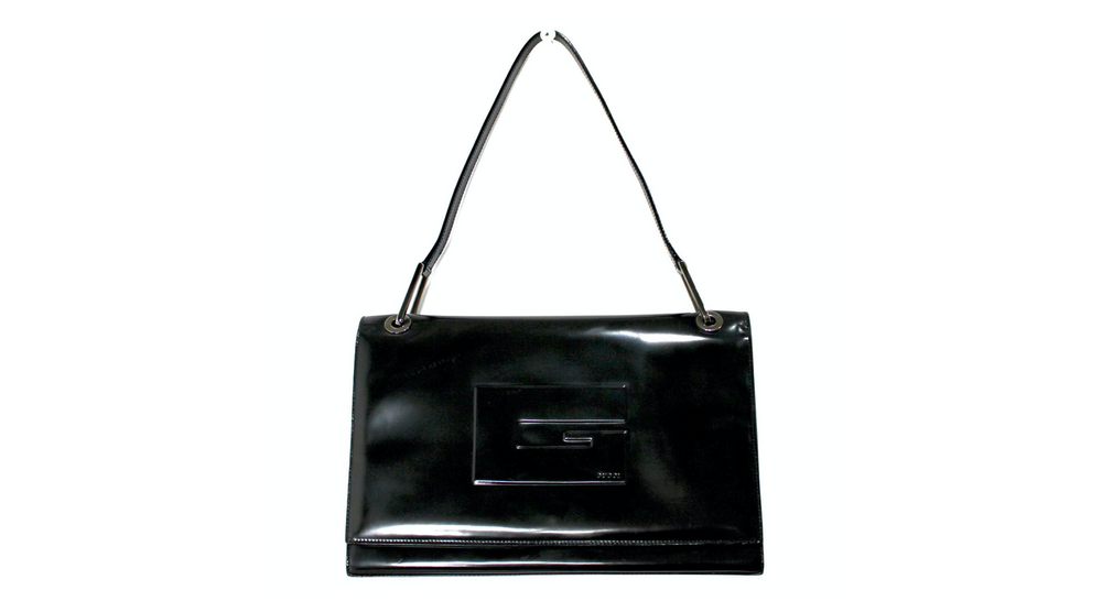 Tom Ford for Gucci Black Patent Leather G Square Shoulder Bag circa s1990s