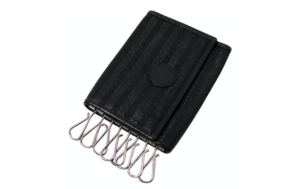 Fendi Black Leather & Coated Canvas 8-Key Case