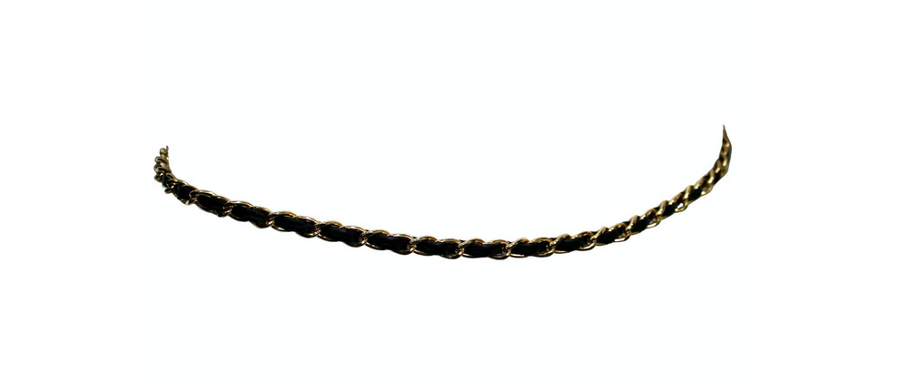 Chanel Black Leather & Gold-Tone Medallion Tie Waist Belt circa 1990s