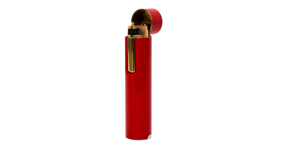 Maruman Red Lacquer Cylinder Lighter circa 1970s