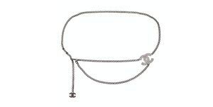 Chanel silver belt Chanel Silver CC Logo Belt | Rent Chanel jewelry for $59/month main image 4
