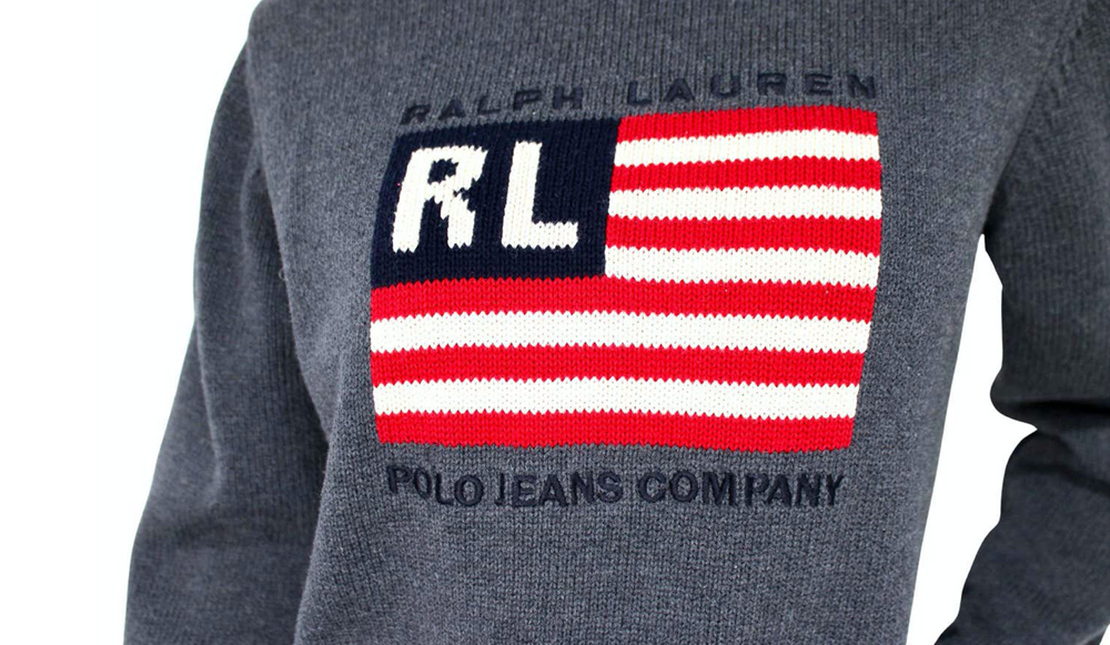 Ralph Lauren Polo Jeans Co. Grey Cotton Knit Turtleneck Sweater circa 1990s