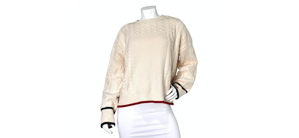 Loro Piana Cream Cashmere Cable Knit Sweater