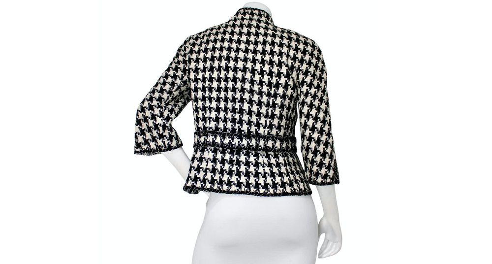 Chanel Black & White Houndstooth Tweed Jacket circa 2008