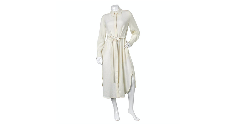 Chloe Eden White Cashmere & Wool Button-Down Dress circa 2023