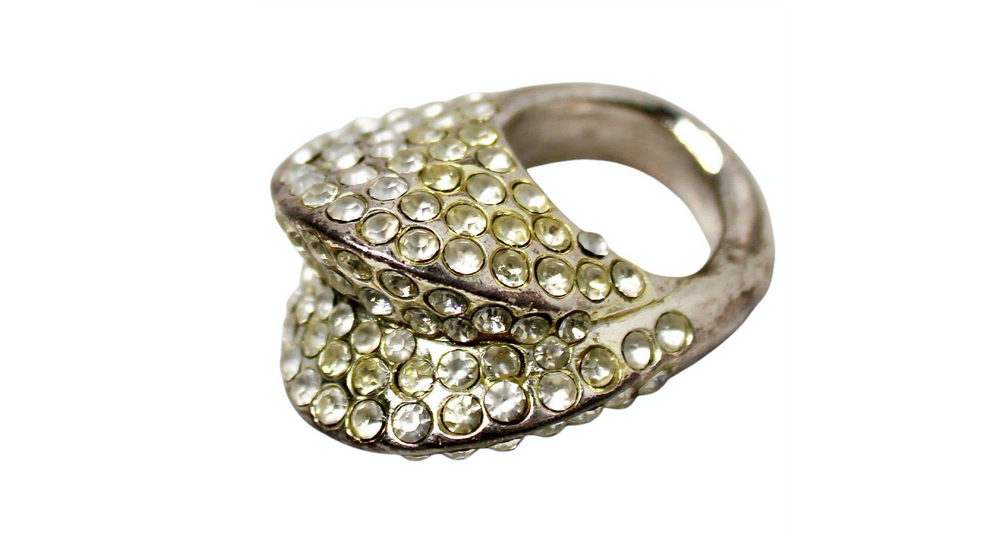 Claire Deve for Claude Montana Rhinestone Costume Statement Ring circa 1980s