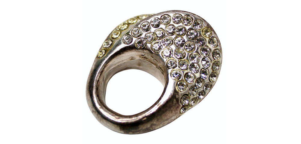 Claire Deve for Claude Montana Rhinestone Costume Statement Ring circa 1980s