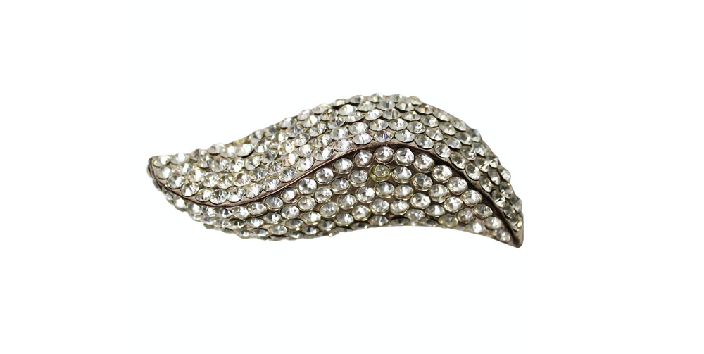 Claire Deve for Claude Montana Rhinestone Leaf Statement Brooch circa 1980s