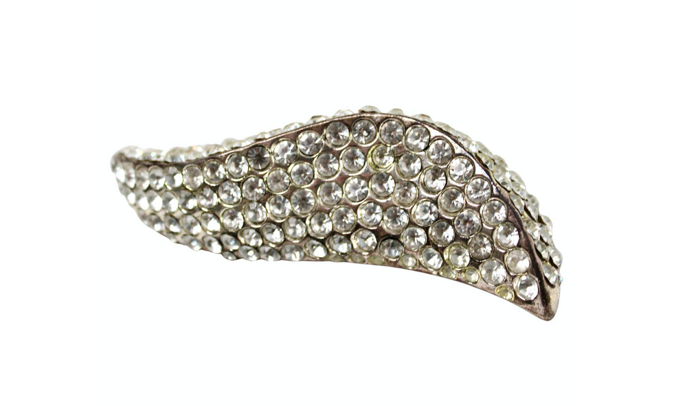 Claire Deve for Claude Montana Rhinestone Leaf Statement Brooch circa 1980s