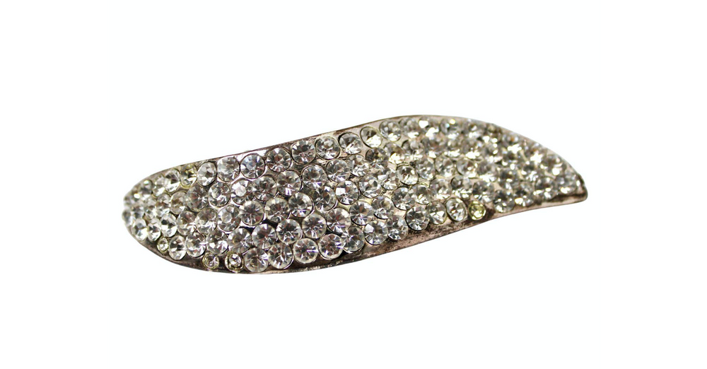 Claire Deve for Claude Montana Rhinestone Leaf Statement Brooch circa 1980s