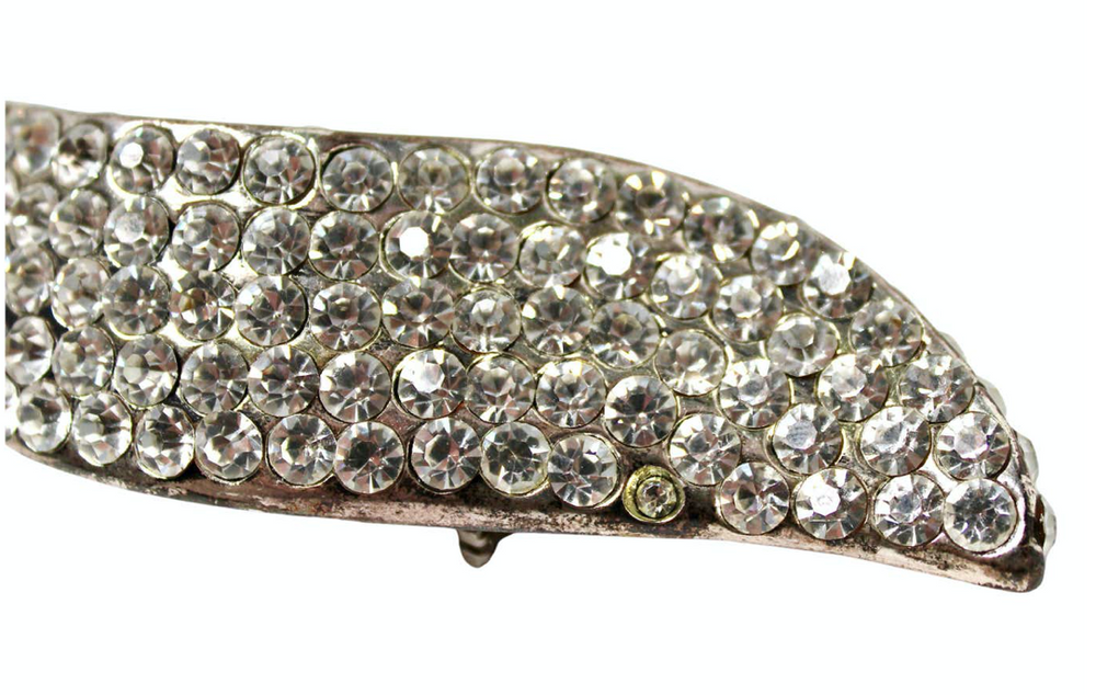 Claire Deve for Claude Montana Rhinestone Leaf Statement Brooch circa 1980s