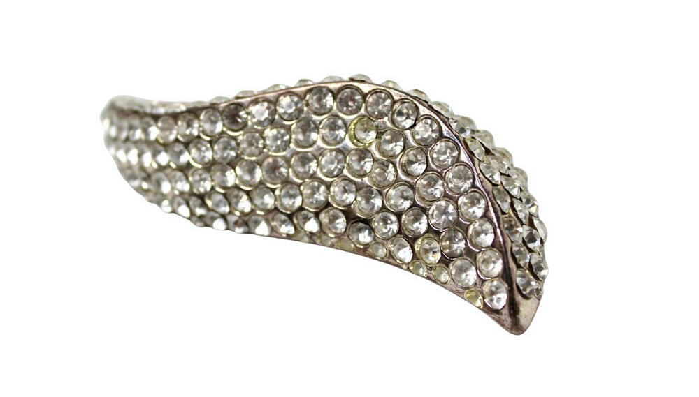 Claire Deve for Claude Montana Rhinestone Leaf Statement Brooch circa 1980s