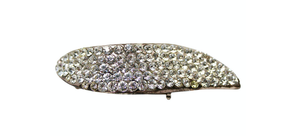 Claire Deve for Claude Montana Rhinestone Leaf Statement Brooch circa 1980s