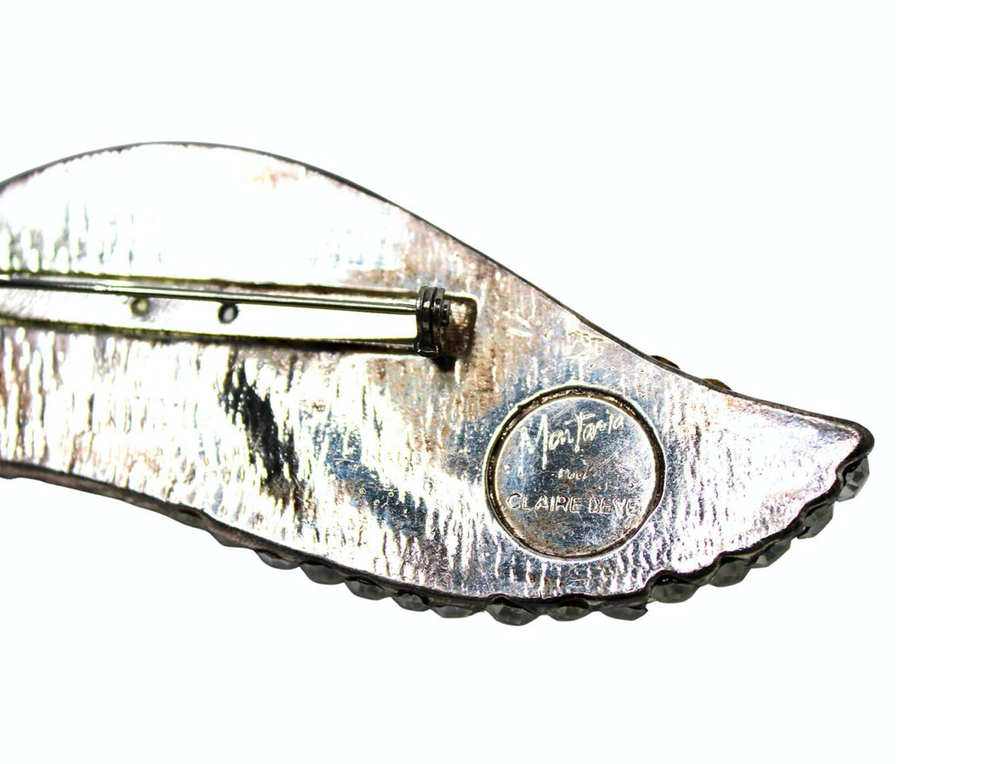 Claire Deve for Claude Montana Rhinestone Leaf Statement Brooch circa 1980s