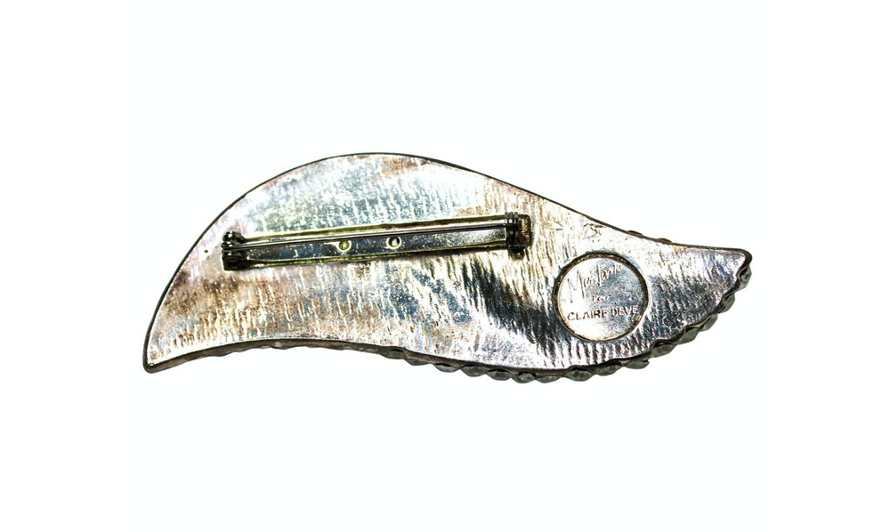 Claire Deve for Claude Montana Rhinestone Leaf Statement Brooch circa 1980s